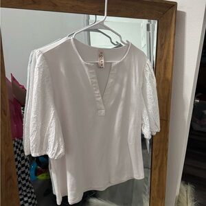 BNWOT Anthropologie Dolan Eyelet Puff Sleeve Vneck Top